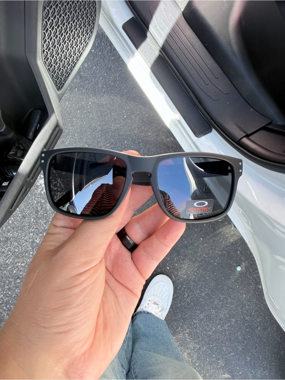 Oakley Matte Black Square Sunglasses with Dark Lenses